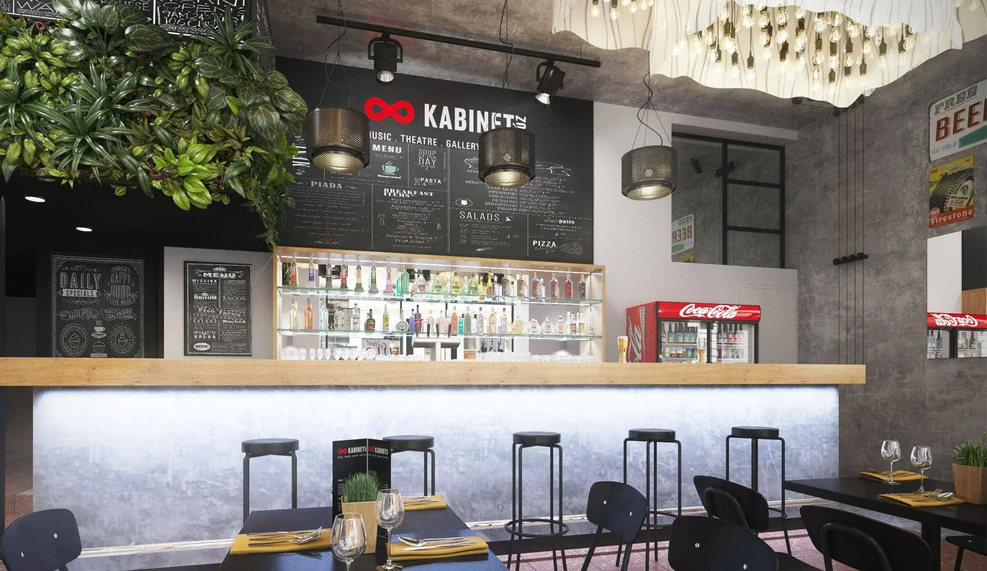 Návrh interiéru restaurace KABINETU MÚZ